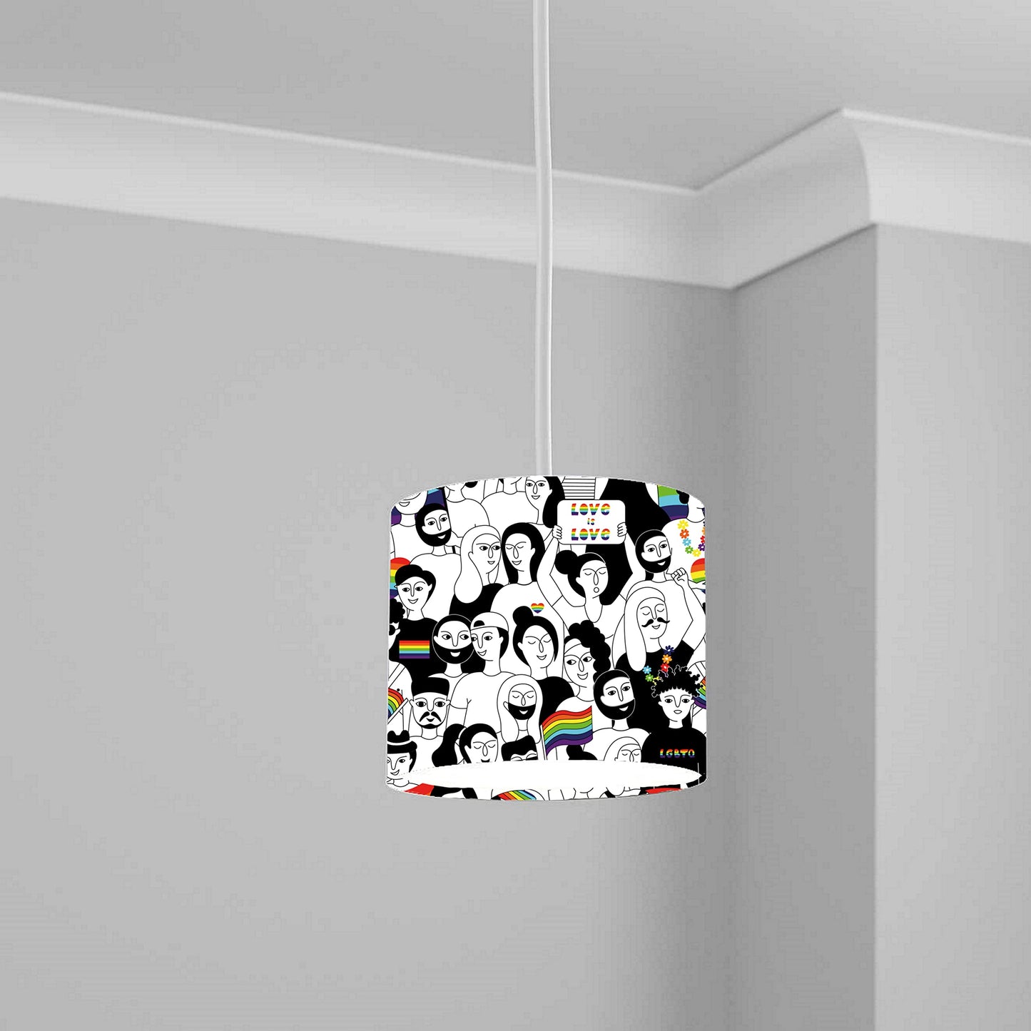 Love is Love Pride Design Ceiling Lampshade Lightshade for Room - 20cm x 18.5cm