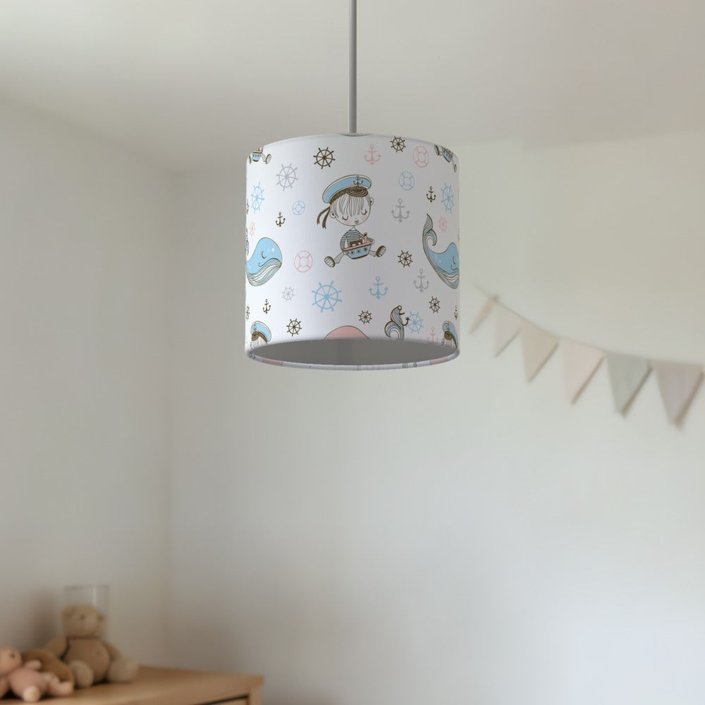 Nautical Pirate Whale lampshade
