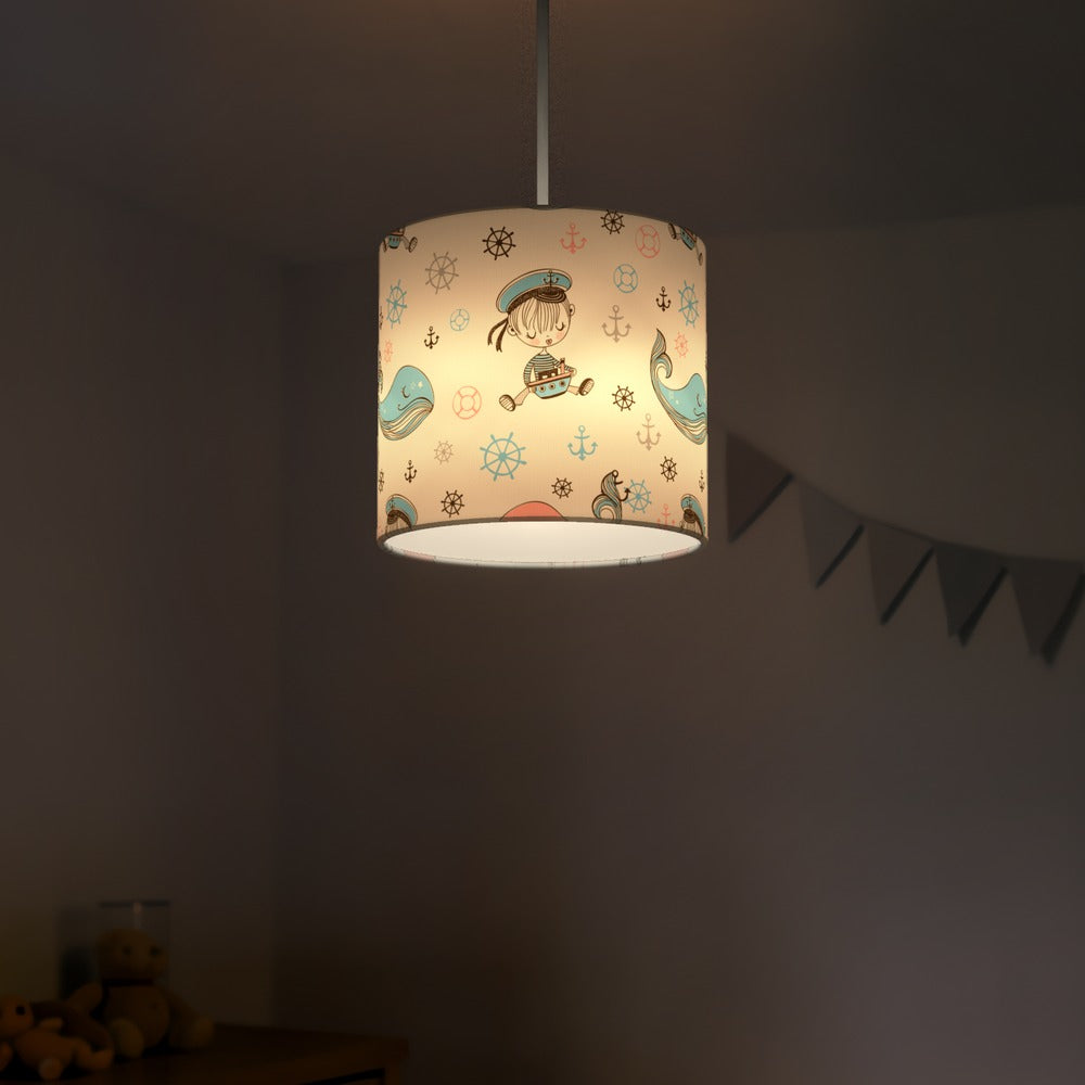 Nautical Pirate Whale lampshade