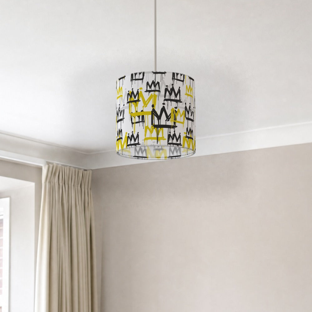 Bold Gold and Black Crown Pattern lampshade
