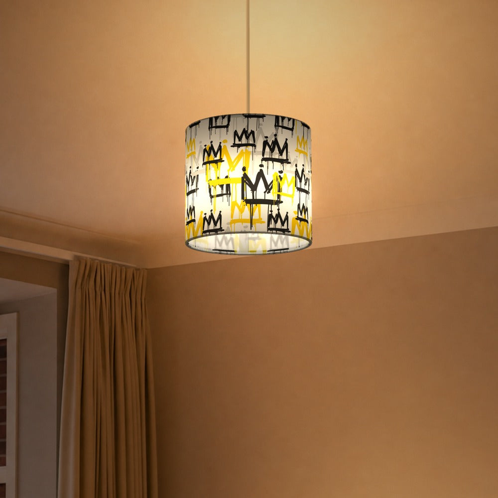 Bold Gold and Black Crown Pattern lampshade