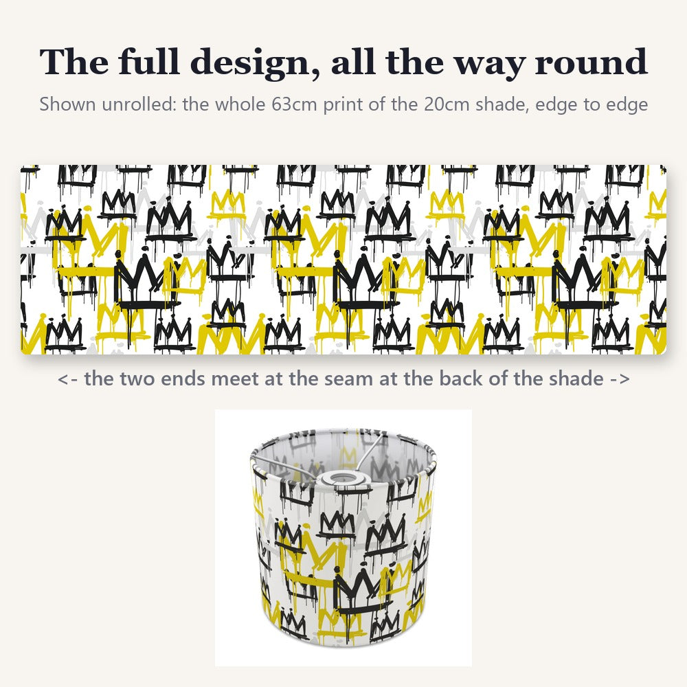 Bold Gold and Black Crown Pattern lampshade