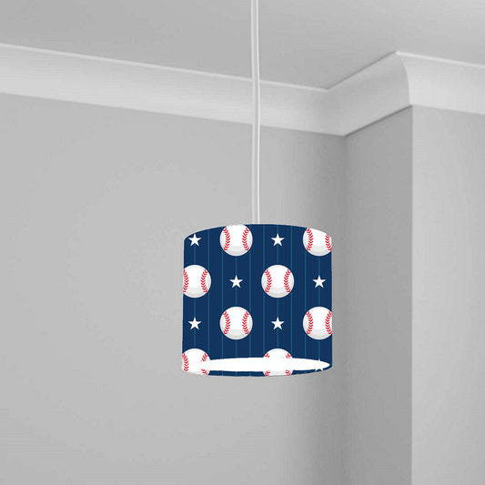 Blue Baseball Star Pattern Ceiling Lampshade Lightshade for Nursery - 20cm x 18.5cm