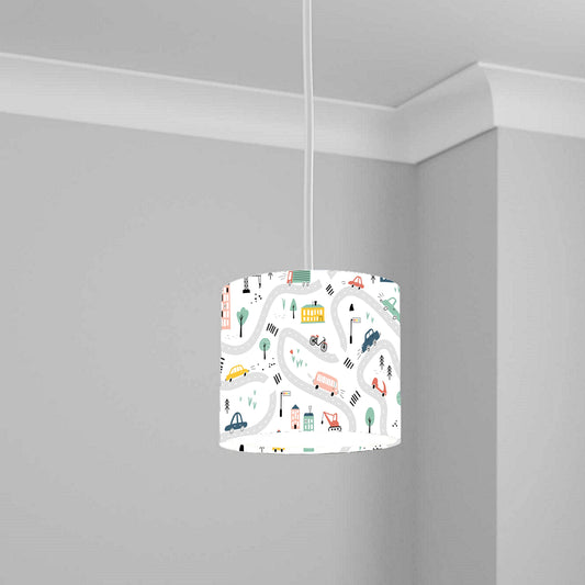 Colorful Roadmap Cars Ceiling Lampshade Lightshade for Kids Room - 20cm x 18.5cm