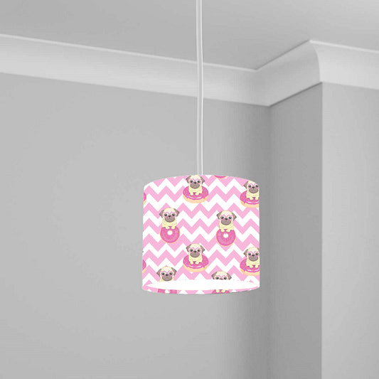 Pink Pug Donut Zigzag Ceiling Lampshade Lightshade for Nursery - 20cm x 18.5cm
