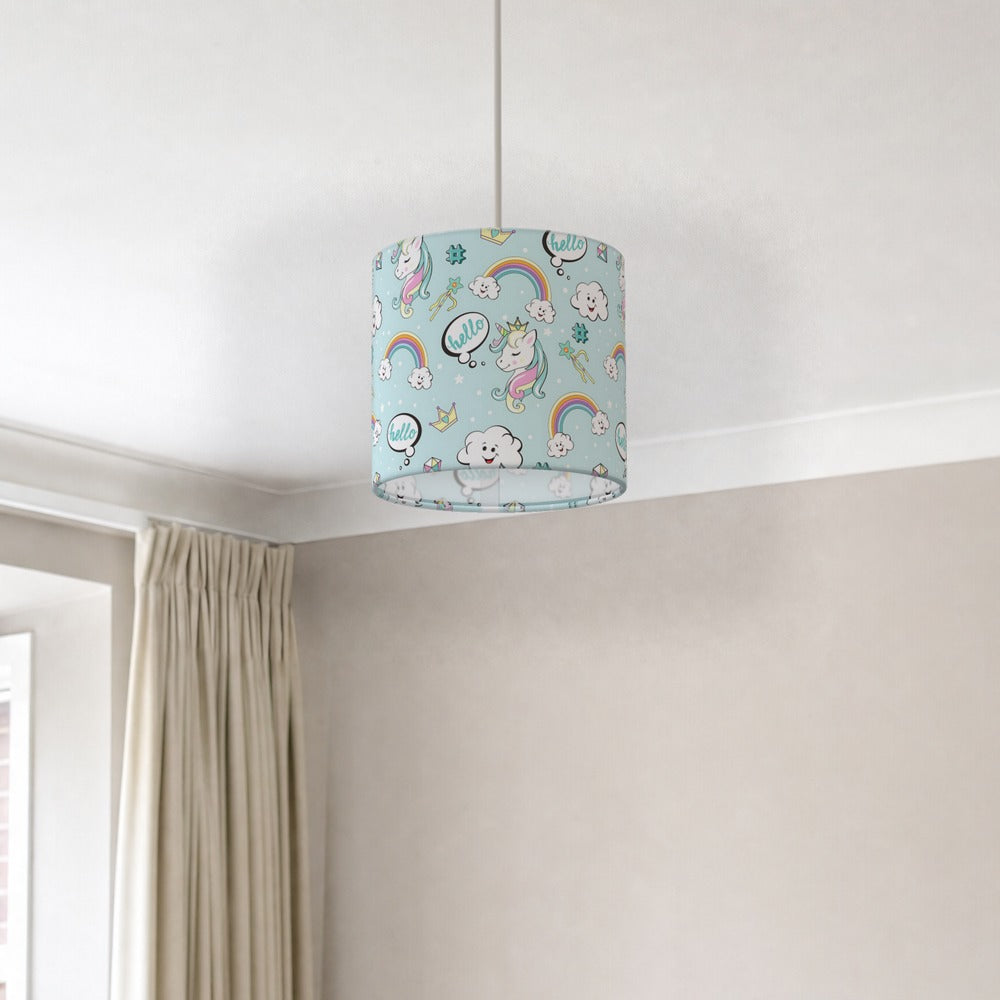 Whimsical Unicorn and Rainbow lampshade