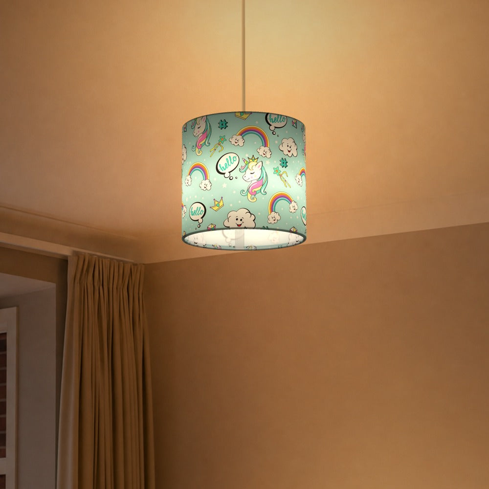Whimsical Unicorn and Rainbow lampshade