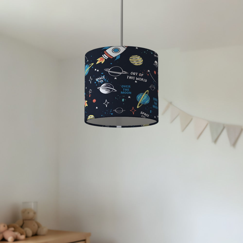 Space Adventure Rocket and Planets lampshade