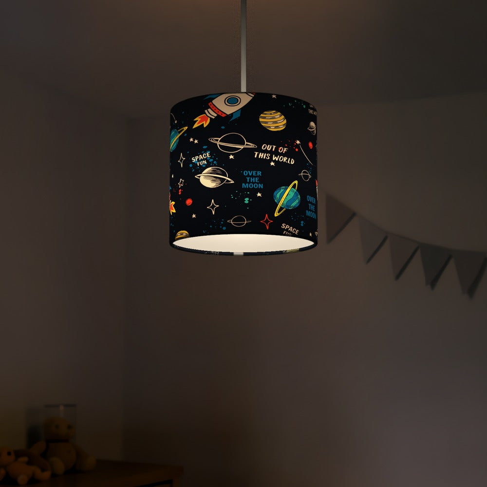 Space Adventure Rocket and Planets lampshade