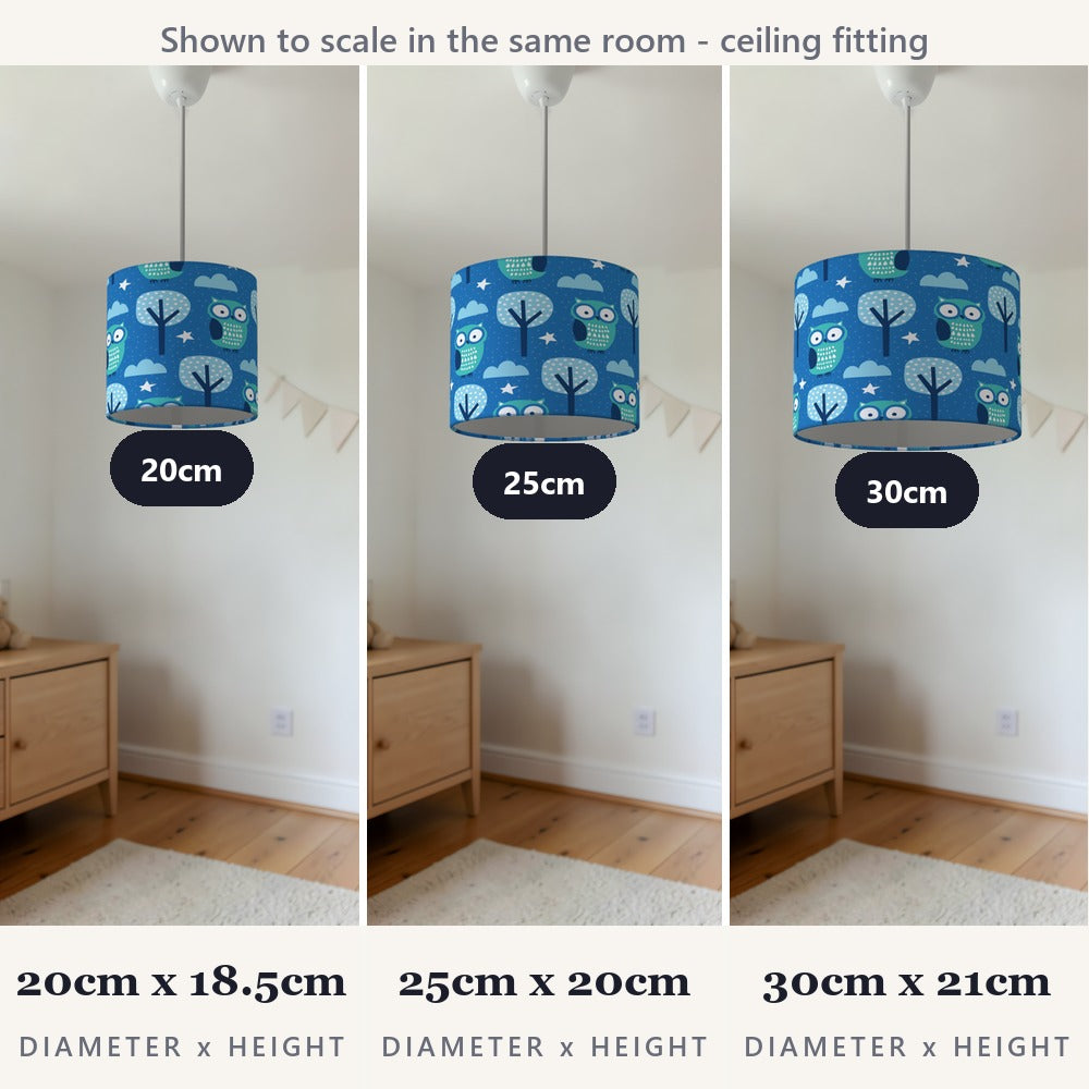 Blue Owl and Tree Pattern lampshade