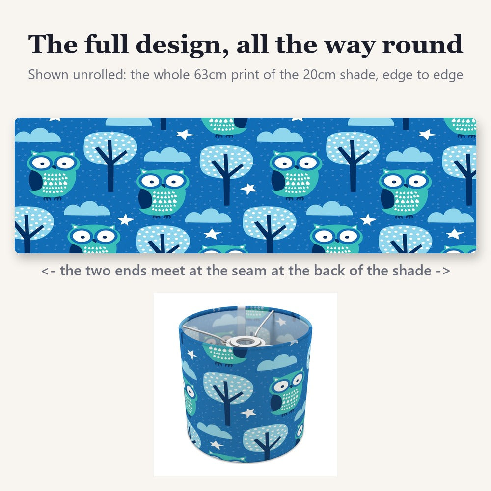 Blue Owl and Tree Pattern lampshade