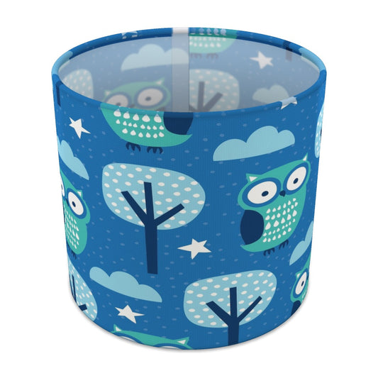 Blue Owl and Tree Pattern lampshade - 20cm Table