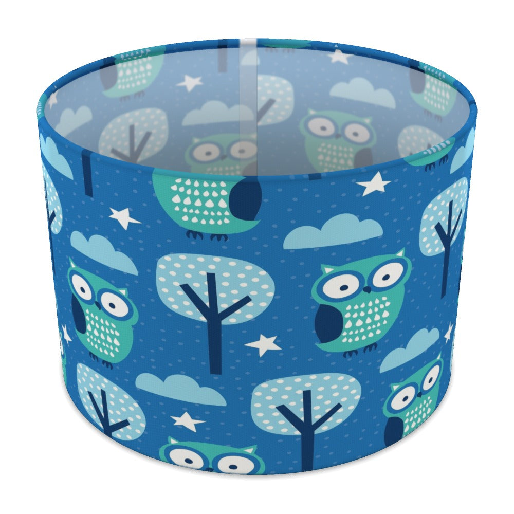 Blue Owl and Tree Pattern lampshade - 30cm Table