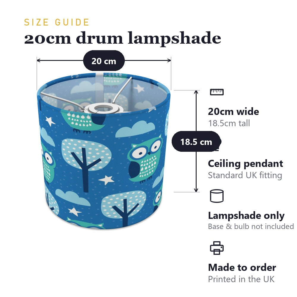Blue Owl and Tree Pattern lampshade