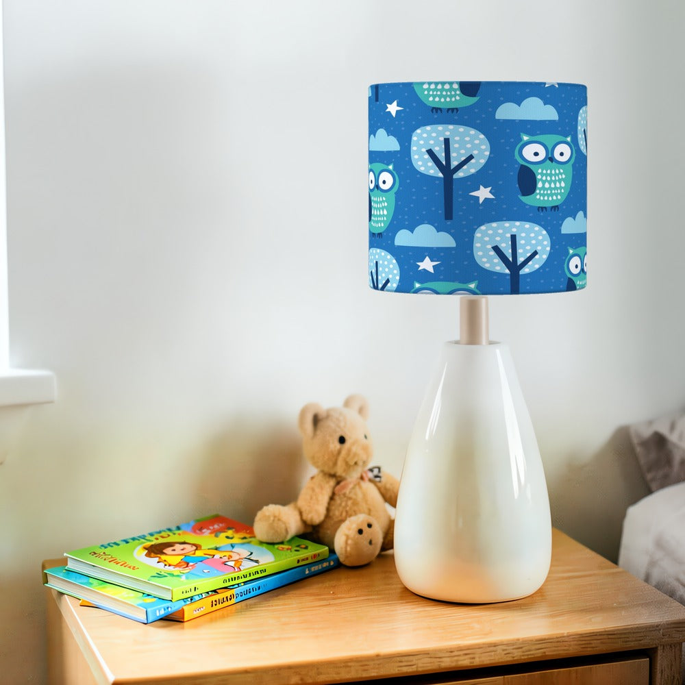 Blue Owl and Tree Pattern lampshade