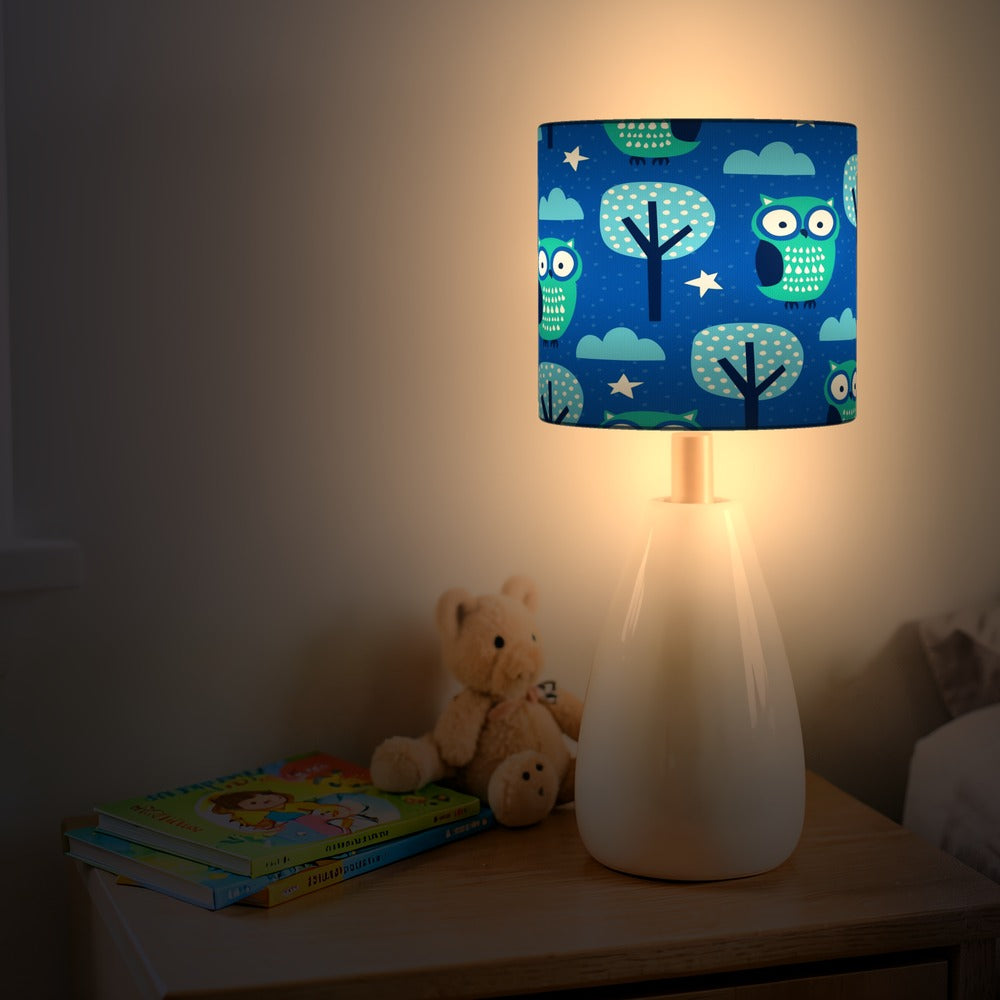 Blue Owl and Tree Pattern lampshade