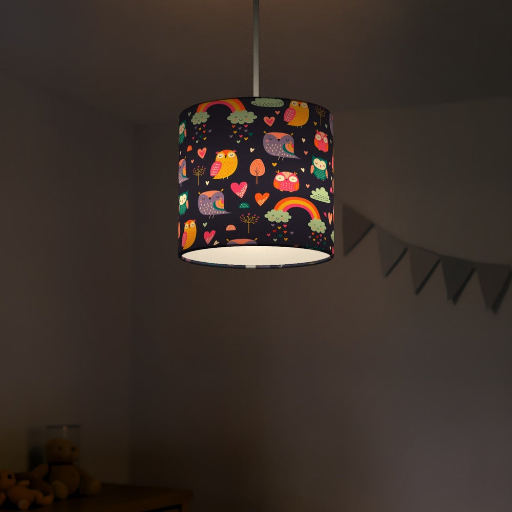 Colorful Owl and Rainbow lampshade