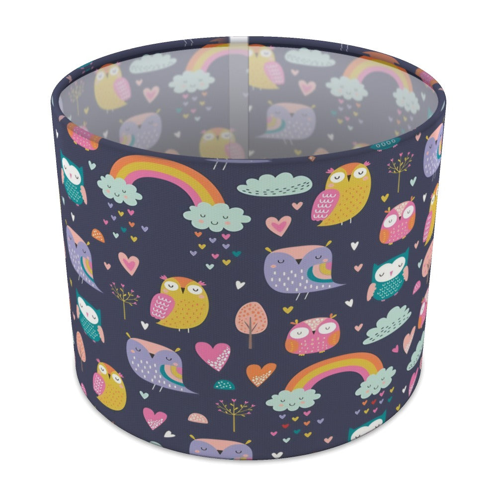 Colorful Owl and Rainbow lampshade - 25cm Table