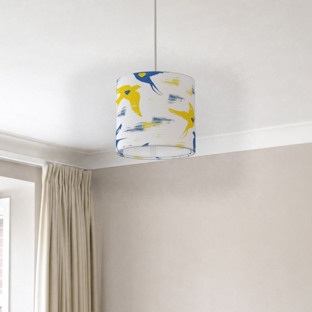 Blue and Yellow Dove Peace Pattern lampshade