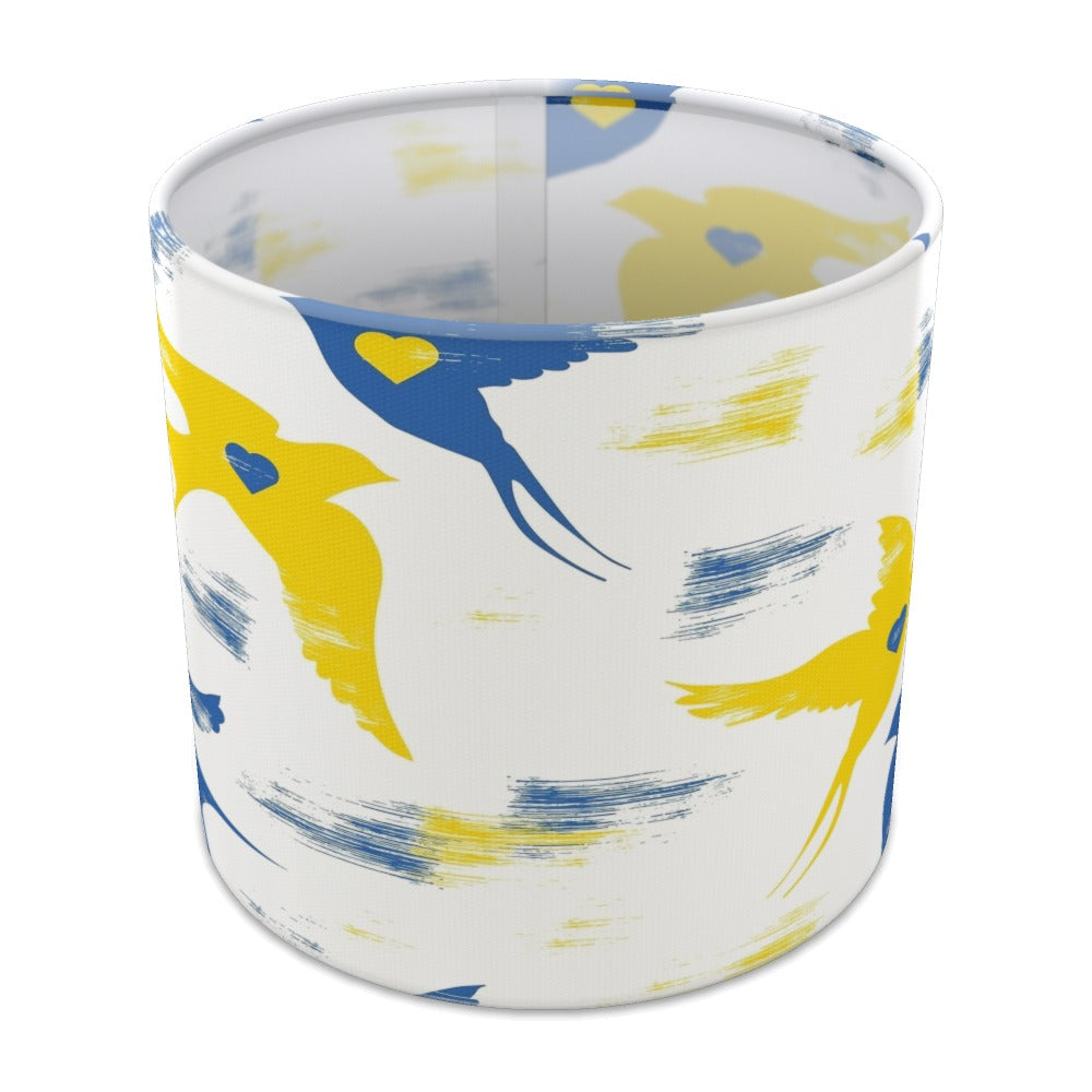 Blue and Yellow Dove Peace Pattern lampshade - 20cm Table