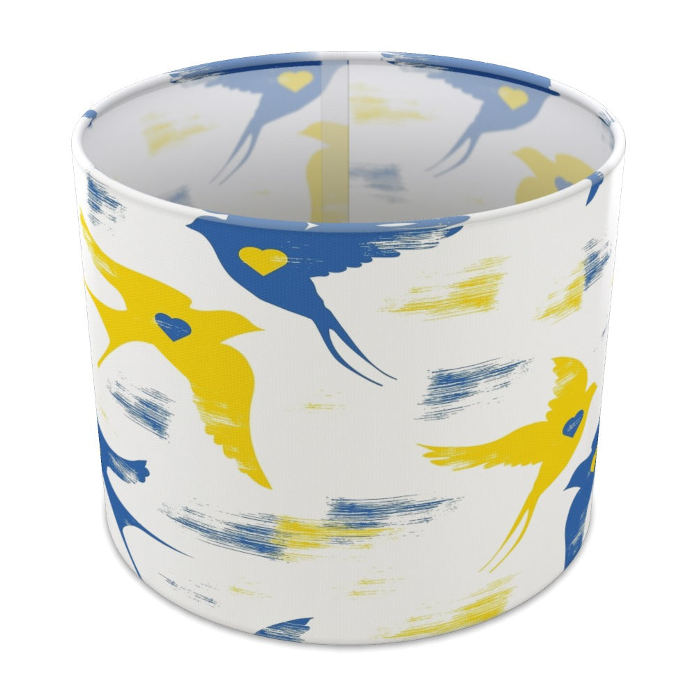 Blue and Yellow Dove Peace Pattern lampshade - 25cm Table