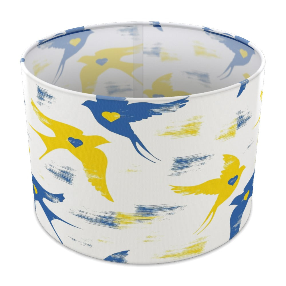 Blue and Yellow Dove Peace Pattern lampshade - 30cm Table