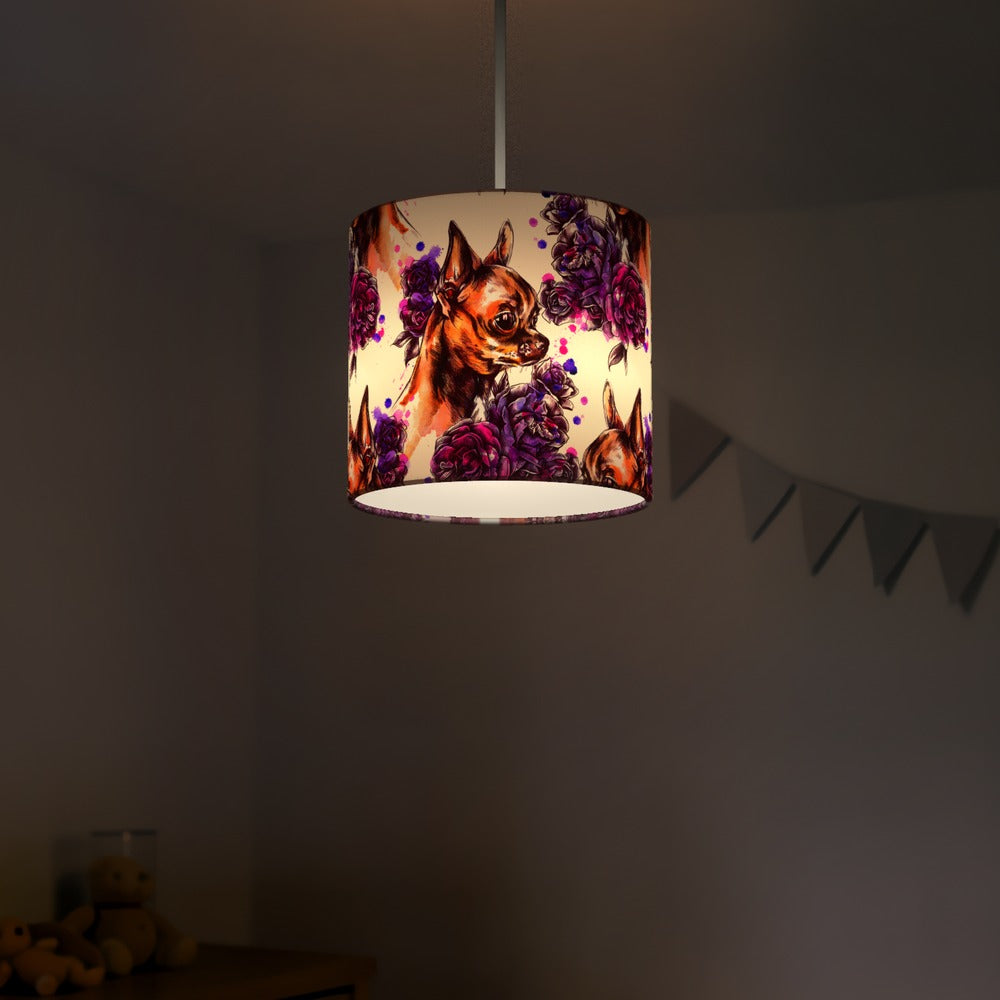 Purple Floral Chihuahua Dog lampshade