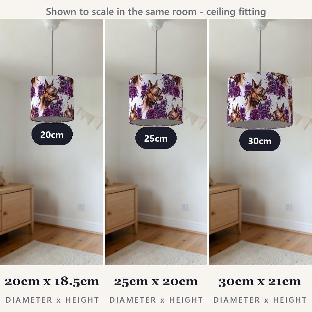 Purple Floral Chihuahua Dog lampshade