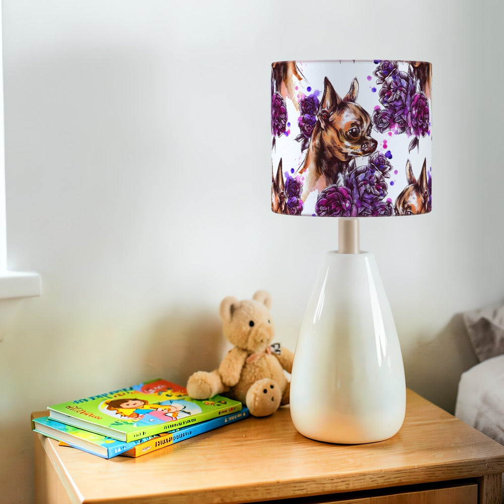 Purple Floral Chihuahua Dog lampshade