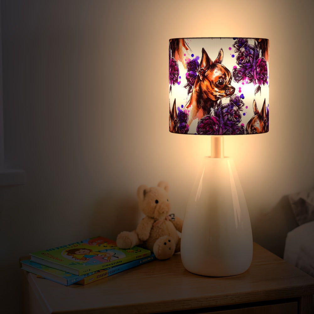 Purple Floral Chihuahua Dog lampshade