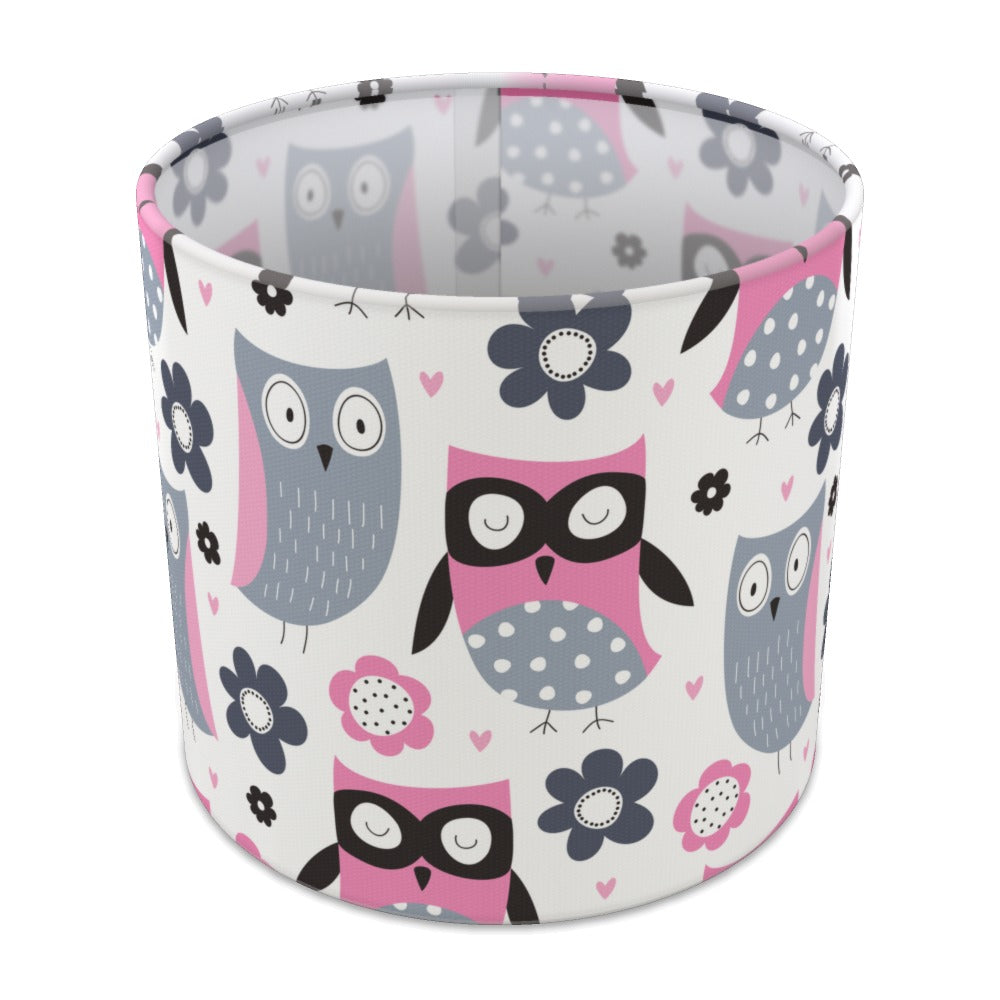 Pink Owl and Flower Pattern lampshade - 20cm Table