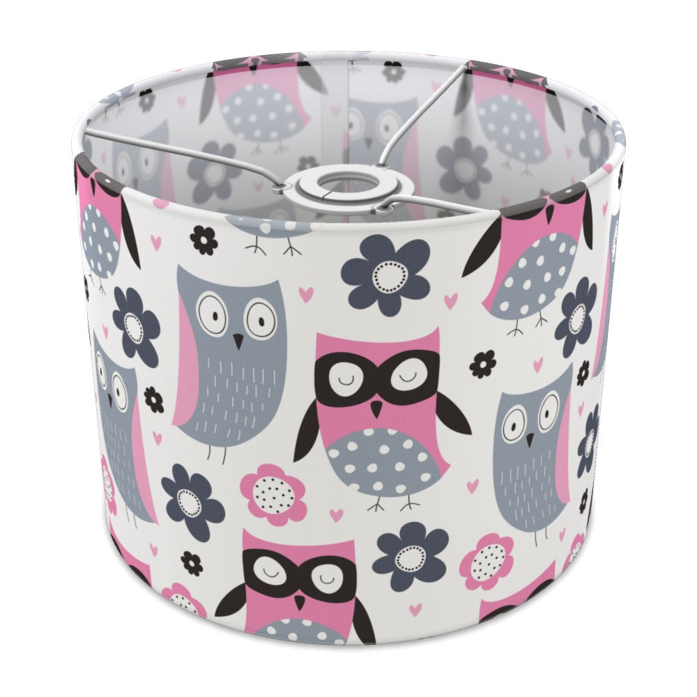 Pink Owl and Flower Pattern lampshade - 25cm Ceiling