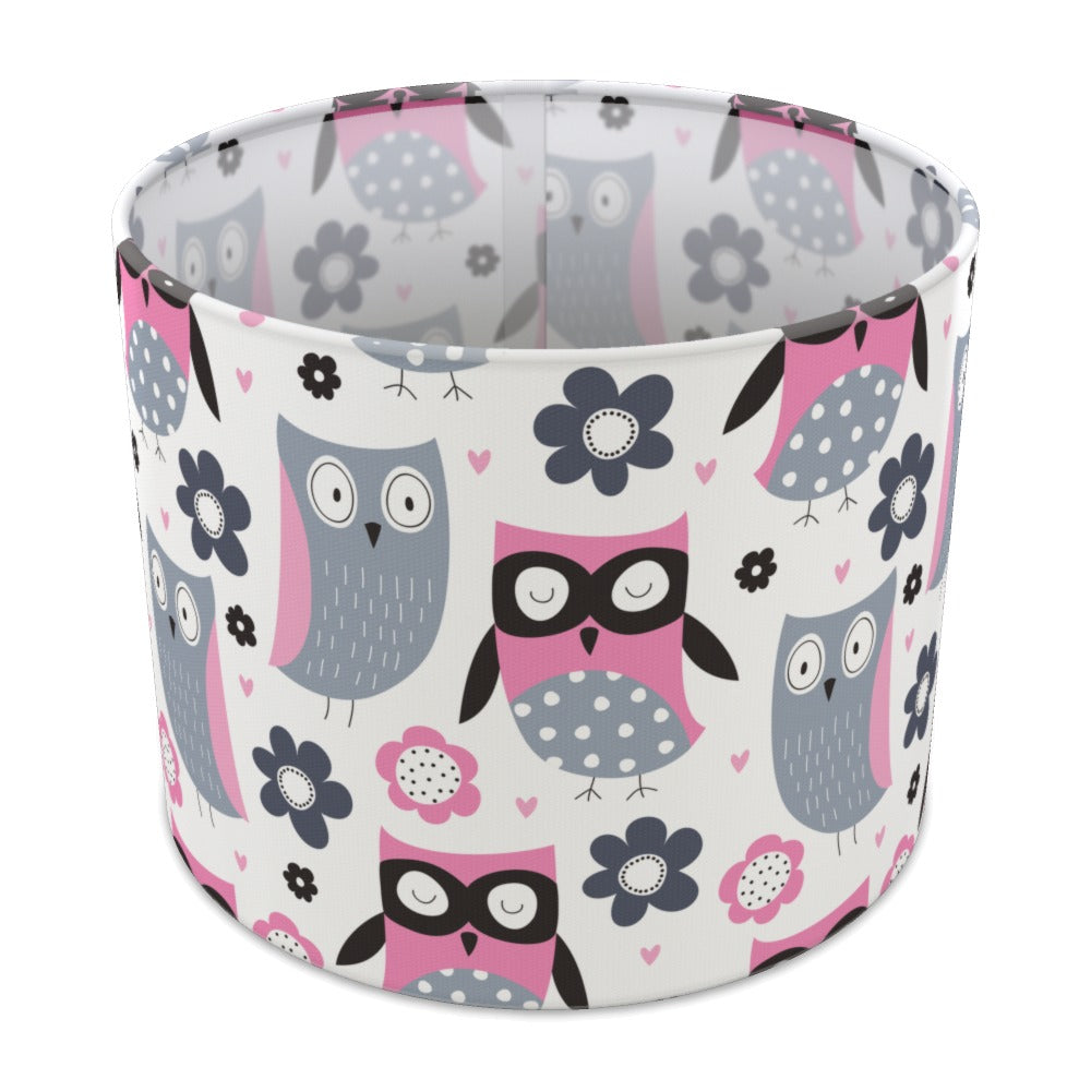 Pink Owl and Flower Pattern lampshade - 25cm Table