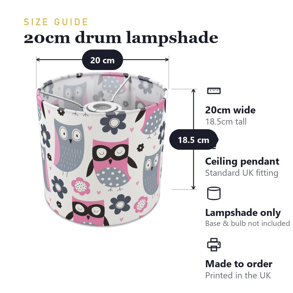 Pink Owl and Flower Pattern lampshade