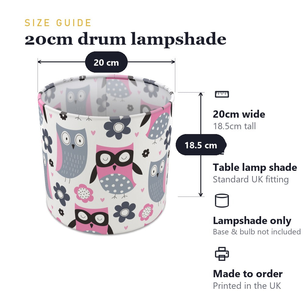 Pink Owl and Flower Pattern lampshade