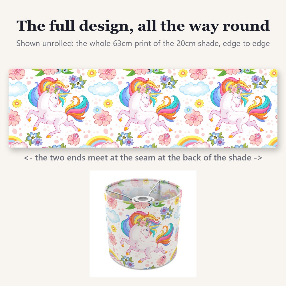 Colorful Unicorn and Flowers lampshade