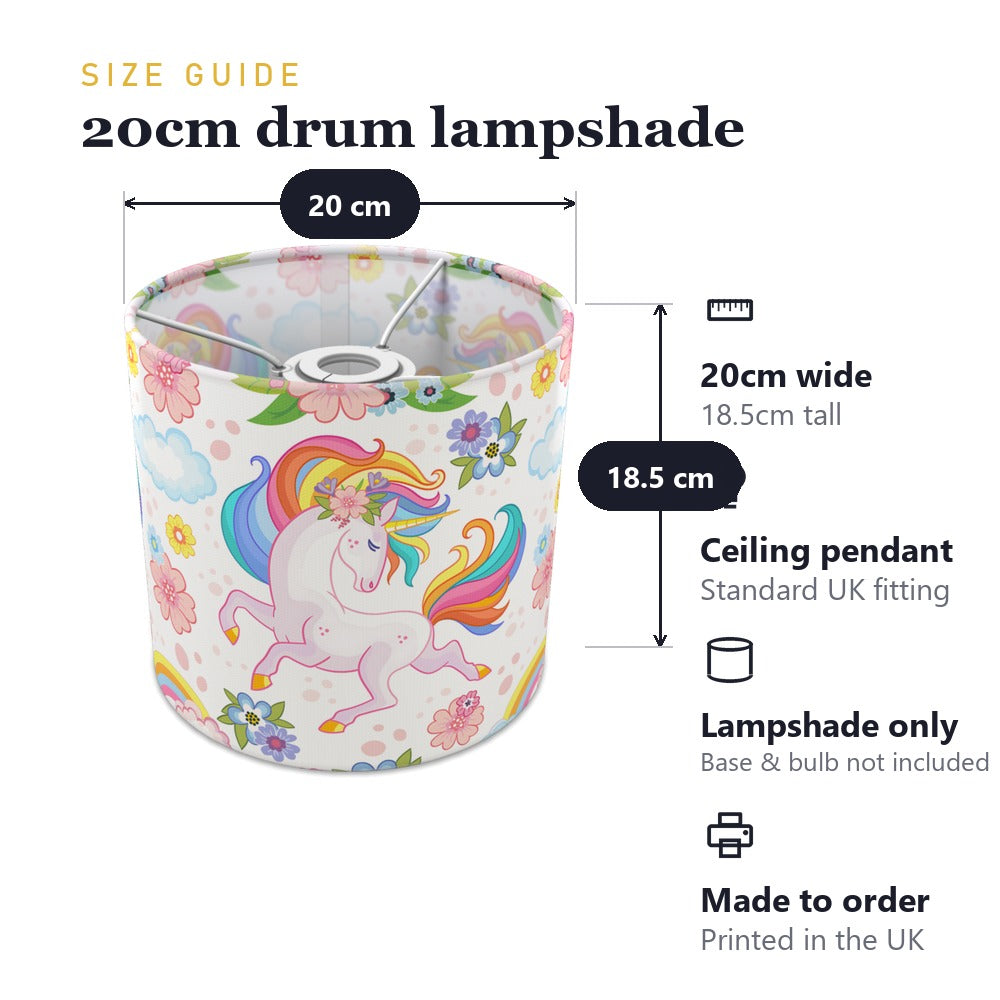 Colorful Unicorn and Flowers lampshade