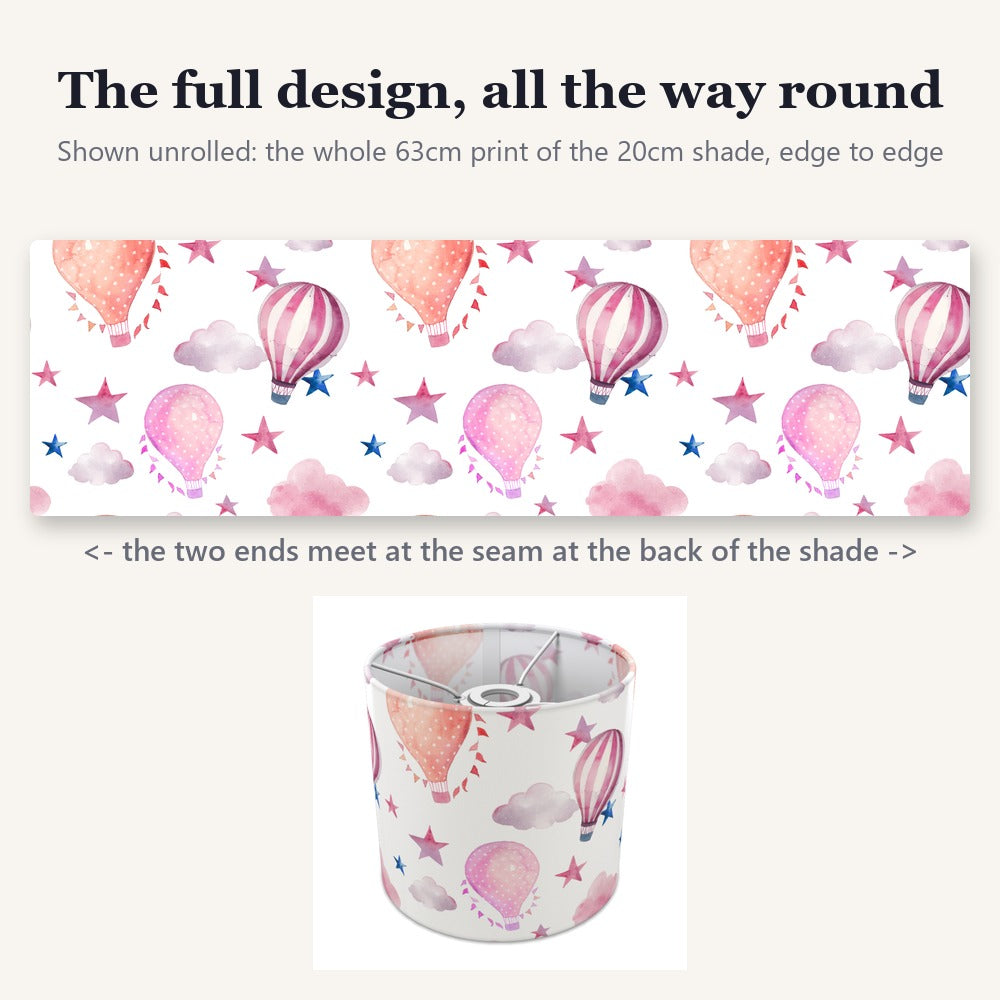 Pink Hot Air Balloon and Stars lampshade