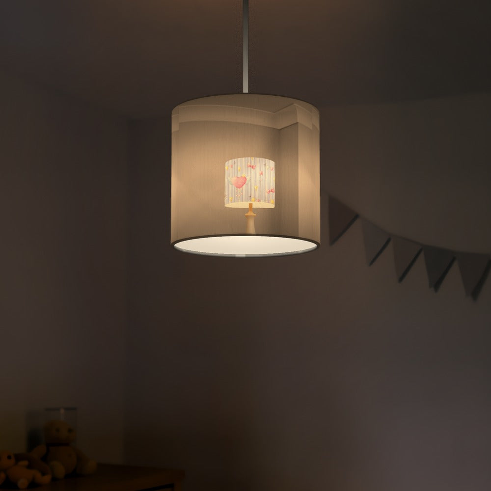 Pink Heart and Bunting lampshade
