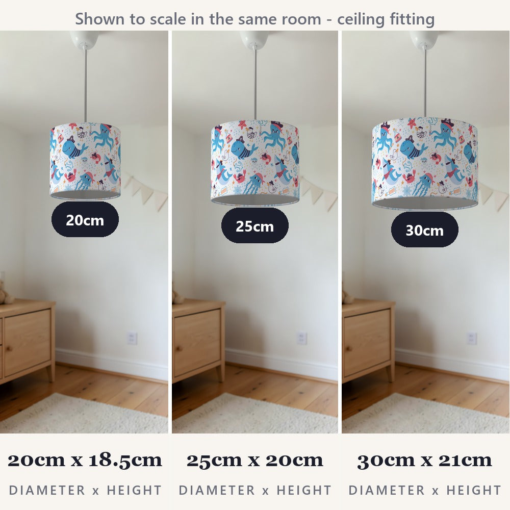 Pirate Shark and Sea Creatures lampshade