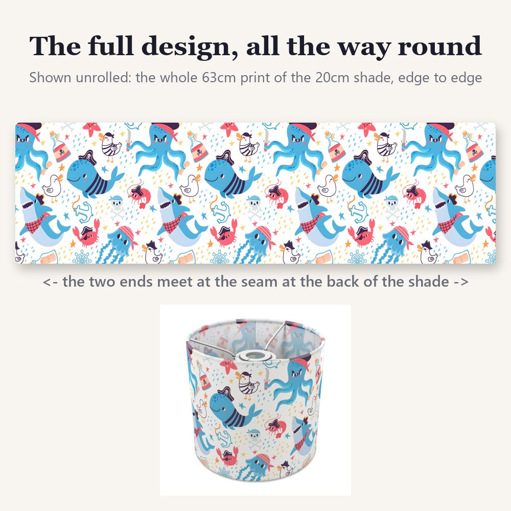 Pirate Shark and Sea Creatures lampshade