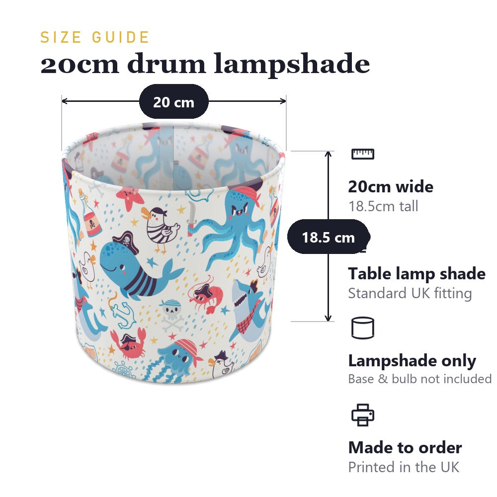 Pirate Shark and Sea Creatures lampshade