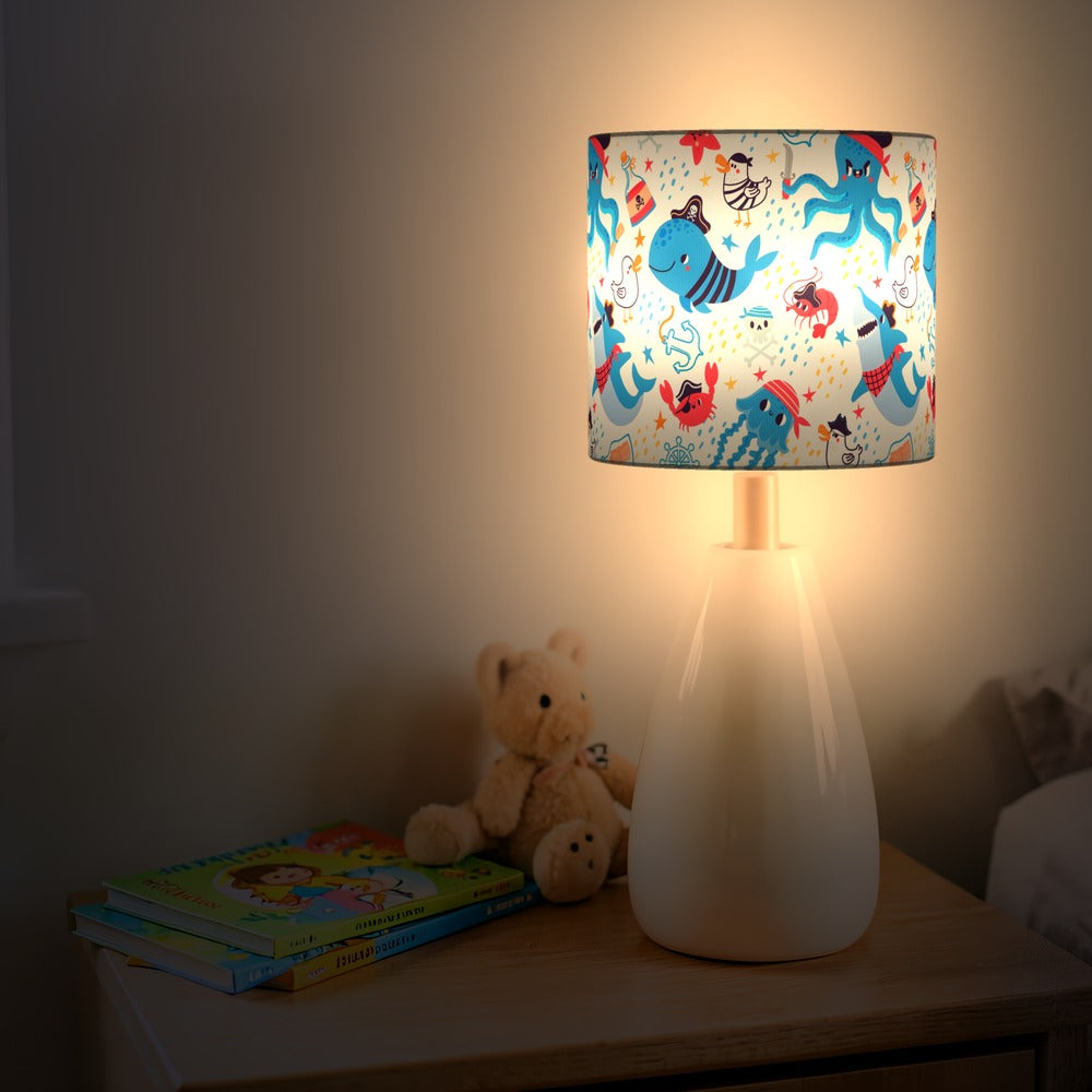 Pirate Shark and Sea Creatures lampshade
