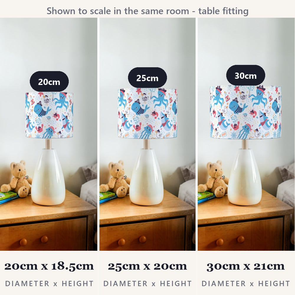 Pirate Shark and Sea Creatures lampshade