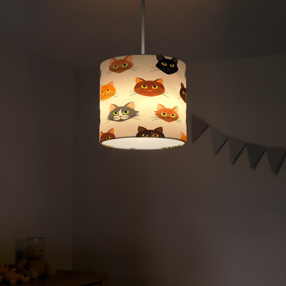 Whimsical Cat Faces lampshade