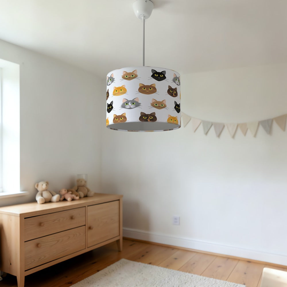 Whimsical Cat Faces lampshade