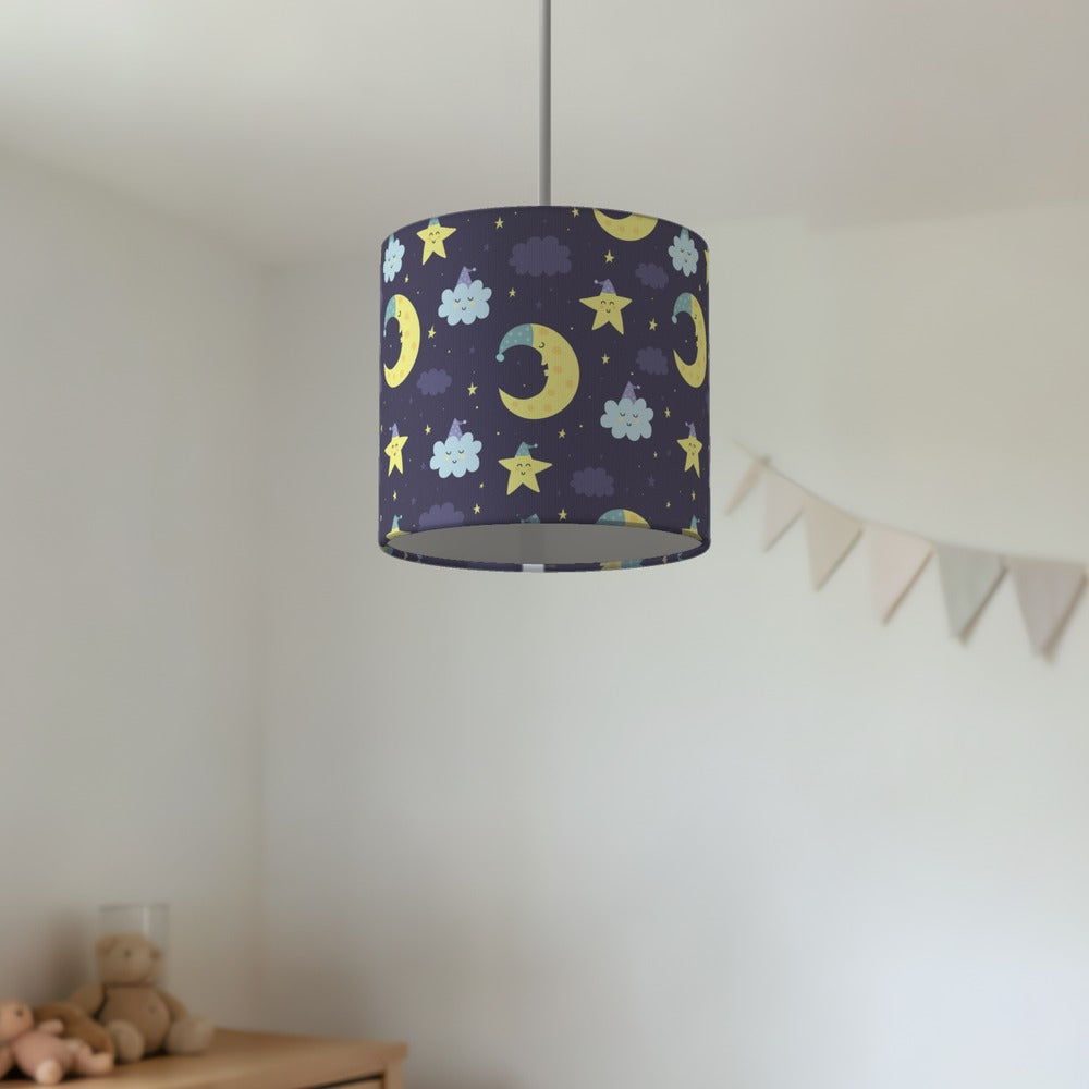 Blue Stars and Moon lampshade