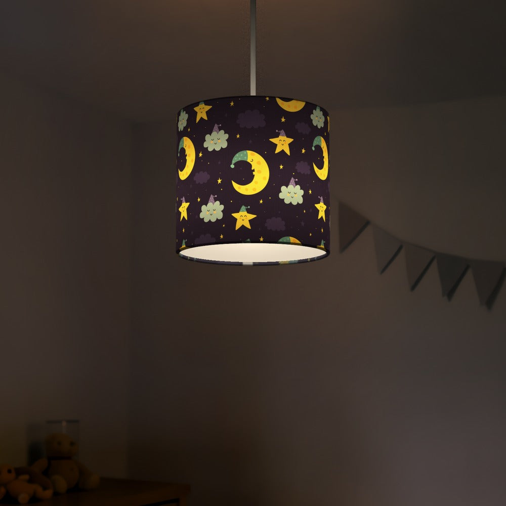 Blue Stars and Moon lampshade