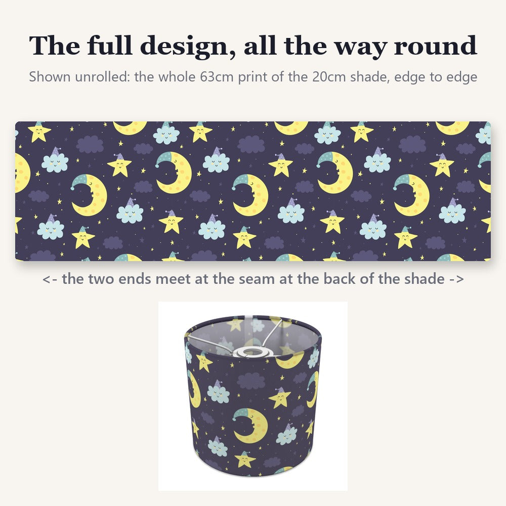 Blue Stars and Moon lampshade