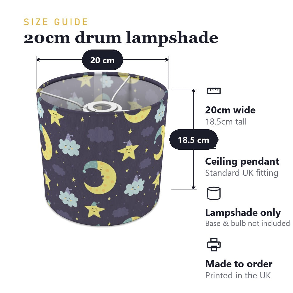 Blue Stars and Moon lampshade